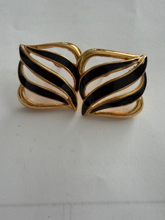 Monet Jewelry - Gold and Black Enamel Women's Statement Brooch